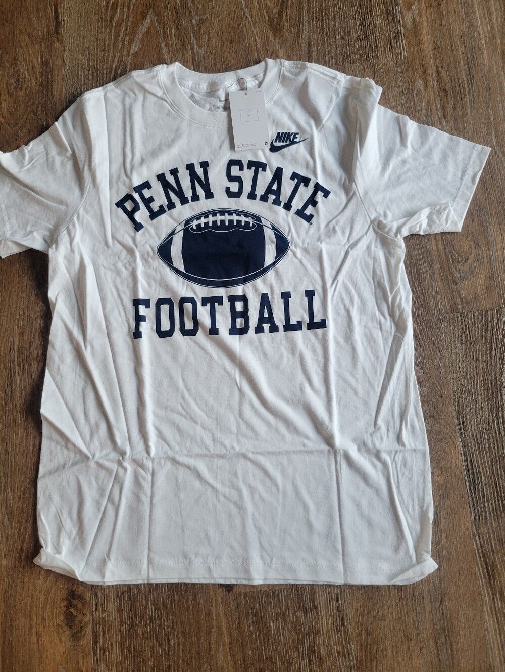 NWT Mens (L) Nike Penn State Football T-Shirt White And Navy
